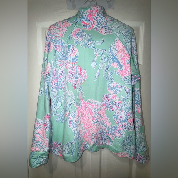 Lilly Pulitzer Skipper Popover Minty Fresh Fansea Green Pink. Size M. EUC - Picture 3 of 9